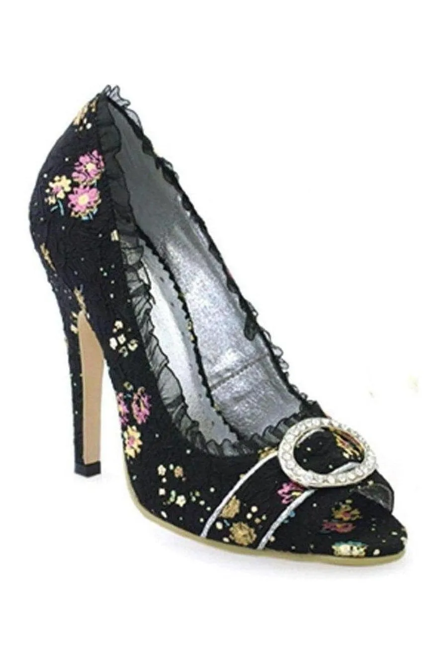 418-TORI Costume Pump | Black Faux Leather
