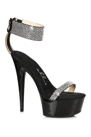 609-ANIKA Stripper Sandal | Black Faux Leather