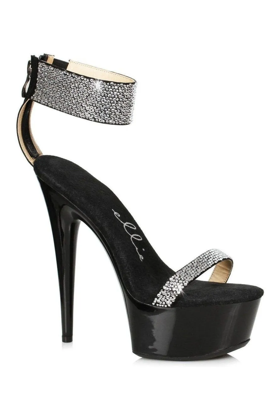 609-ANIKA Stripper Sandal | Black Faux Leather