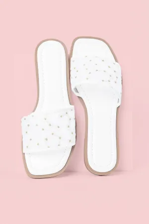 Adeline White Mesh Floral Sandals