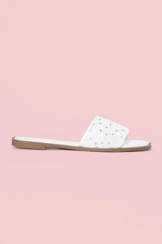 Adeline White Mesh Floral Sandals