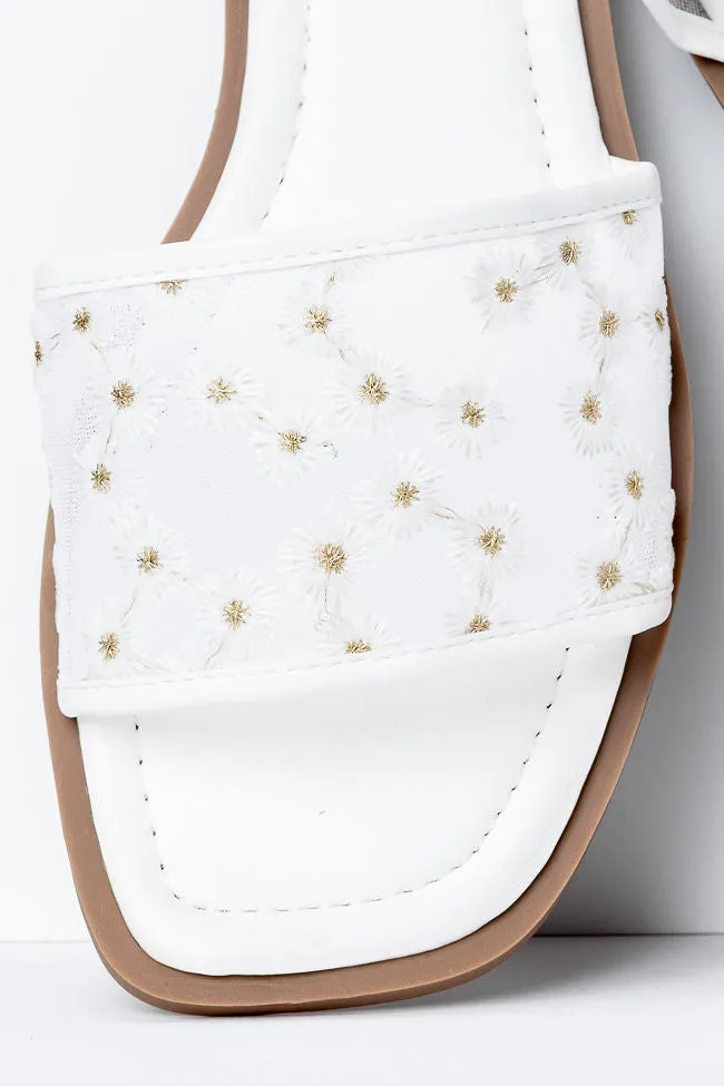 Adeline White Mesh Floral Sandals