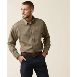 Ariat Men's Air Inherent Flame Resist Work Shirt Khaki - 100409000