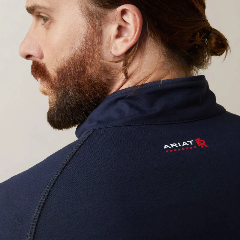 Ariat Men's Flame Resistant Combat Stretch Patriot Zip Work Shirt Navy - 10043565
