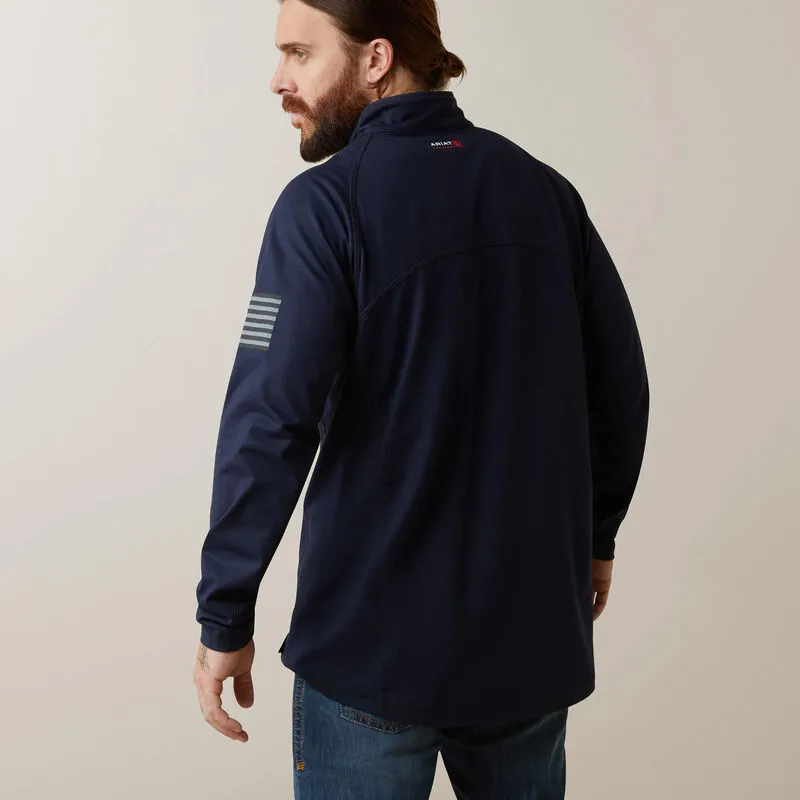 Ariat Men's Flame Resistant Combat Stretch Patriot Zip Work Shirt Navy - 10043565