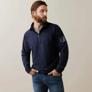 Ariat Men's Flame Resistant Combat Stretch Patriot Zip Work Shirt Navy - 10043565