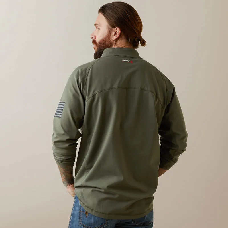 Ariat Men's Flame Resistant Combat Stretch Patriot Zip Work Shirt -Sage - 10043566