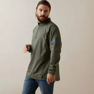 Ariat Men's Flame Resistant Combat Stretch Patriot Zip Work Shirt -Sage - 10043566