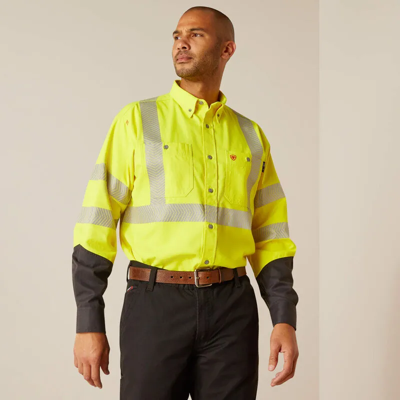 Ariat Men's Flame Resistant Hi-Vis Water Repellent Work Shirt Yellow - 10048689