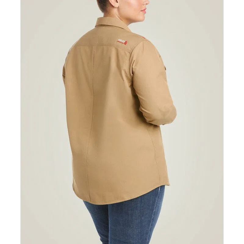 Ariat Women's Featherlight Flame Resist Work Shirt Khaki - 10030336