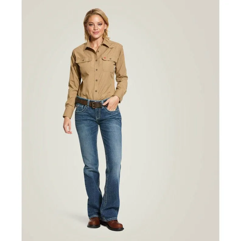 Ariat Women's Featherlight Flame Resist Work Shirt Khaki - 10030336