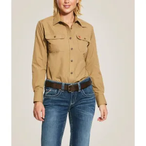 Ariat Women's Featherlight Flame Resist Work Shirt Khaki - 10030336