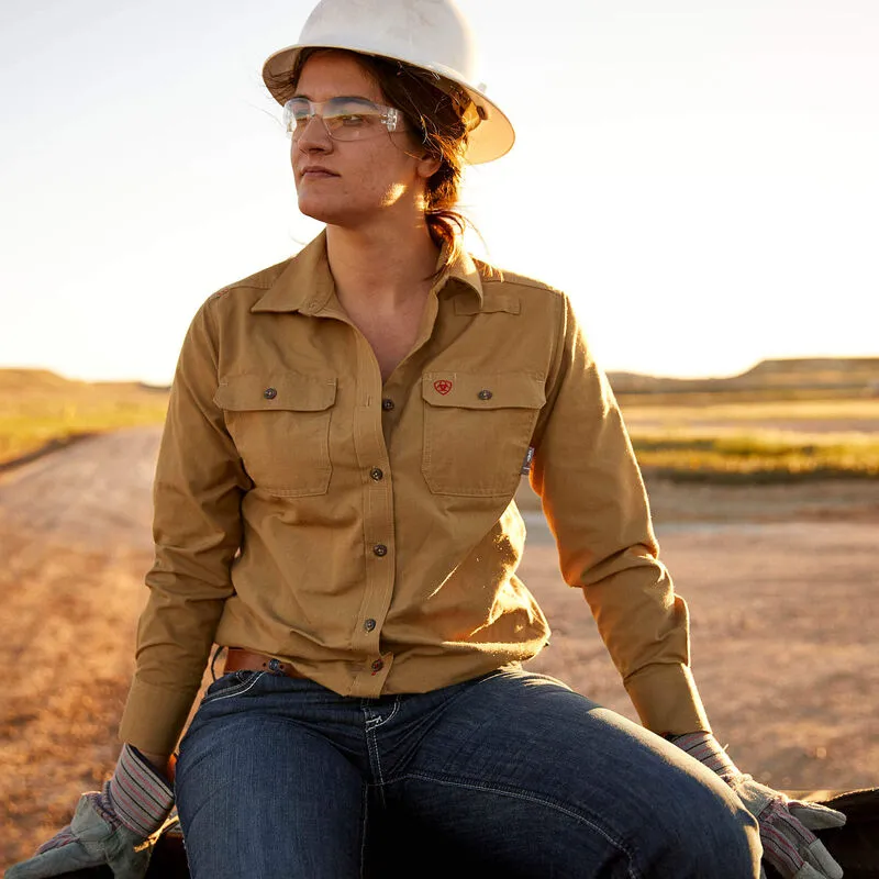 Ariat Women's Featherlight Flame Resist Work Shirt Khaki - 10030336