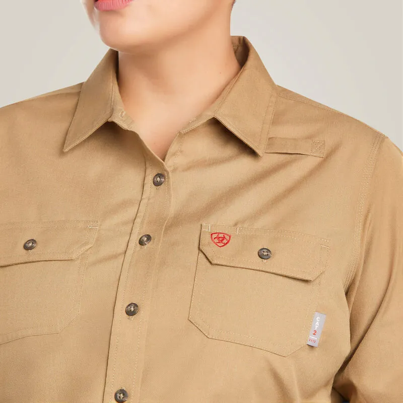 Ariat Women's Featherlight Flame Resist Work Shirt Khaki - 10030336