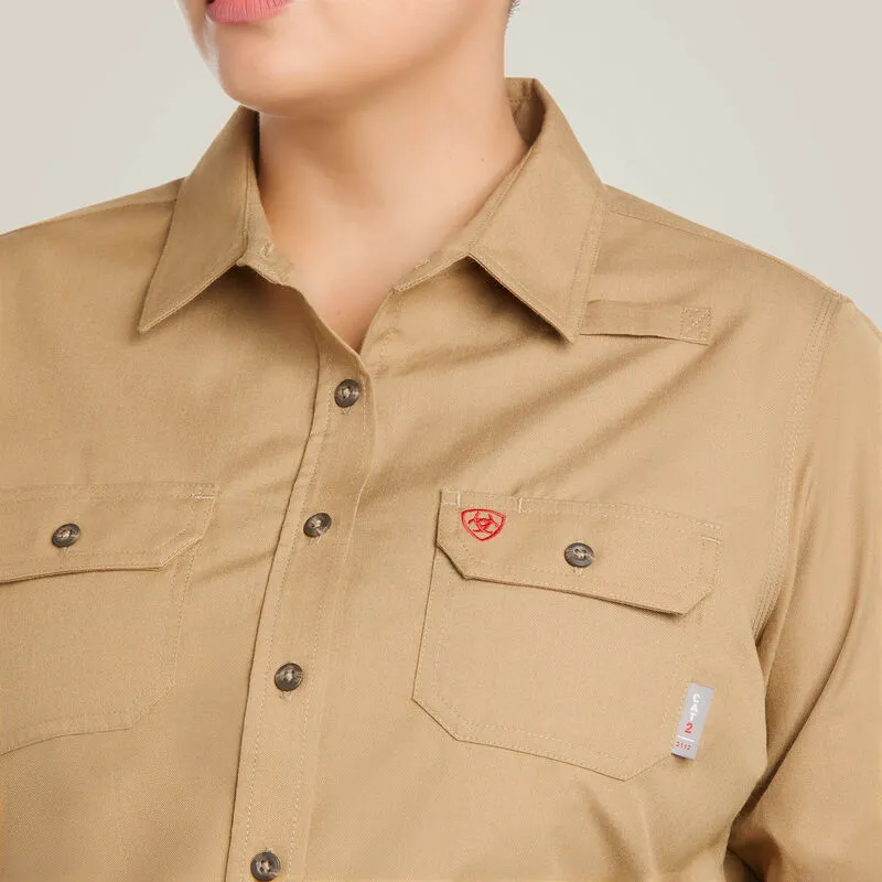 Ariat Women's Featherlight Flame Resist Work Shirt Khaki - 10030336