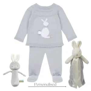 Artesania Granlei Grey & White Bloom Bunny Knitted Gift Set