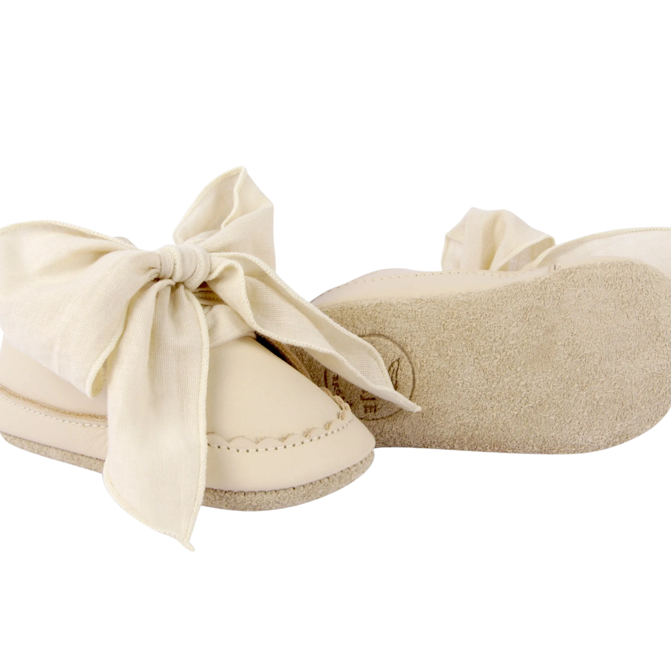 Baby Girls Cream Leather Bow Shoe