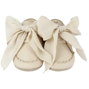 Baby Girls Cream Leather Bow Shoe