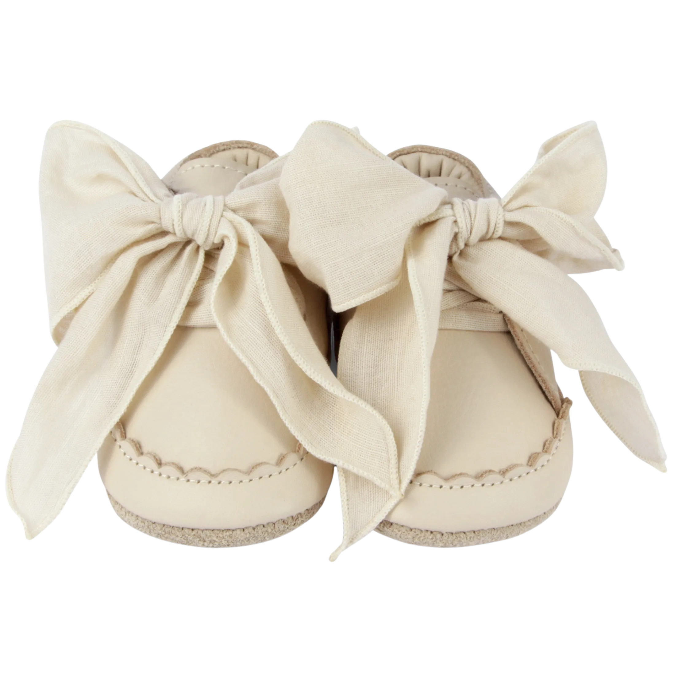 Baby Girls Cream Leather Bow Shoe