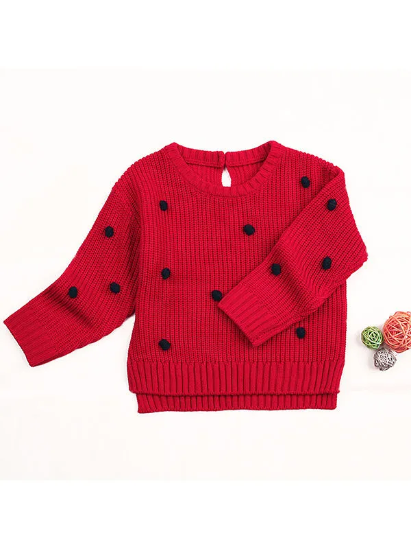 Baby Polka Dots Long Sleeve Knitted Sweater