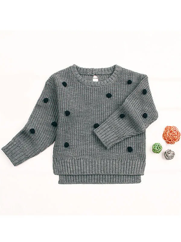 Baby Polka Dots Long Sleeve Knitted Sweater