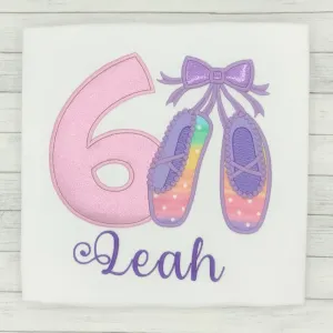 Ballet Slippers Girls Birthday Shirt (age 1-9)