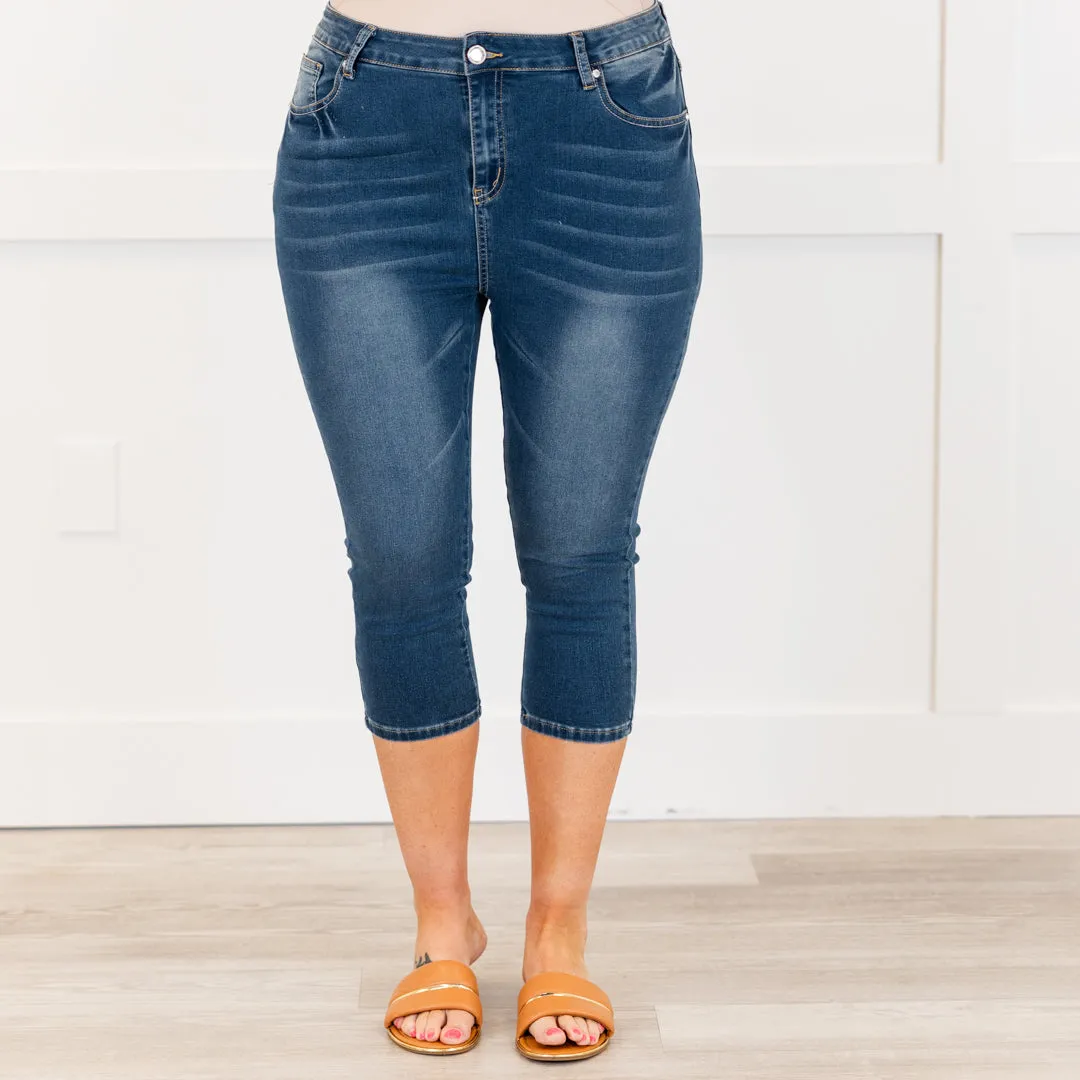 Basically Famous Capris, Medium Wash