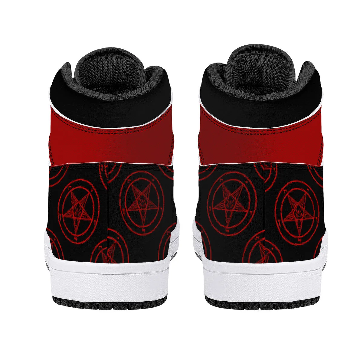 Blood Red Baphomet High-Top Faux Leather Unisex Sneakers - Black