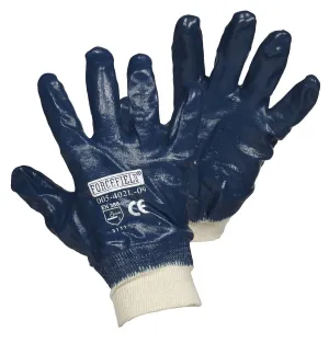Blue Nitrile Fully Coated Work Gloves with Knitwrist
