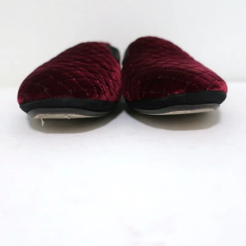 Bottega Veneta Smoking Slippers Burgundy Intrecciato-Embroidered Velvet Size 36