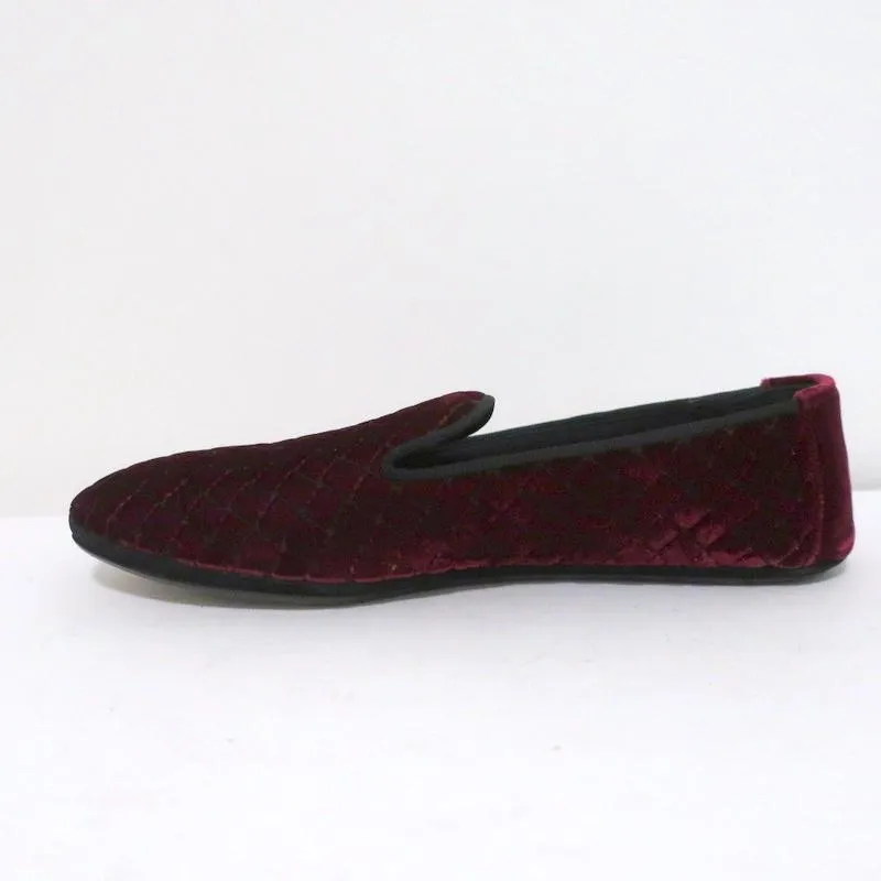 Bottega Veneta Smoking Slippers Burgundy Intrecciato-Embroidered Velvet Size 36