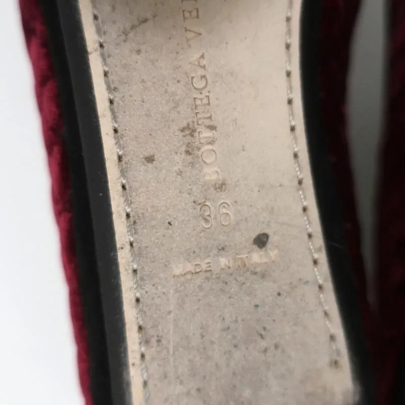 Bottega Veneta Smoking Slippers Burgundy Intrecciato-Embroidered Velvet Size 36