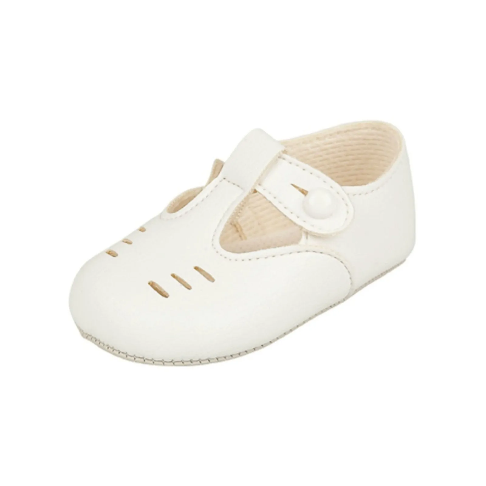 Boys Black Patent Line Punch Shoes - Size UK1