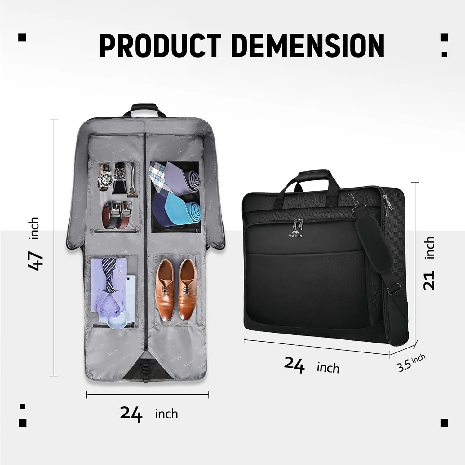 Business Travel Garment Bag Waterproof Hanging Suit Luggage Bag with Strap