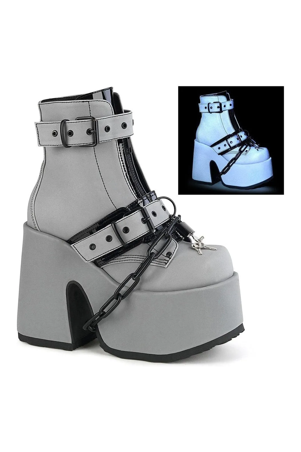 CAMEL-205 Ankle Boot | Grey Faux Leather