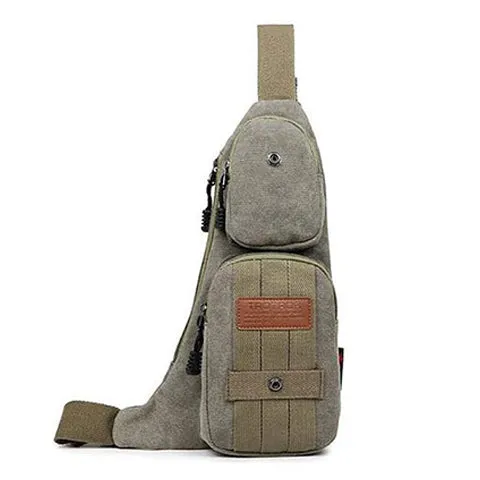 Canvas Shoulder Bag with Multiple Compartments