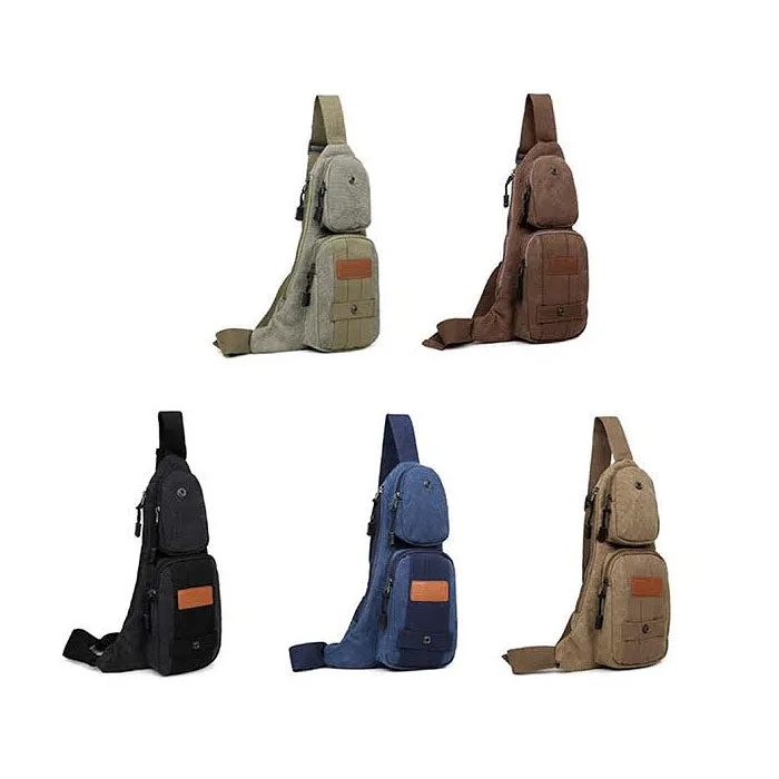 Canvas Shoulder Bag with Multiple Compartments