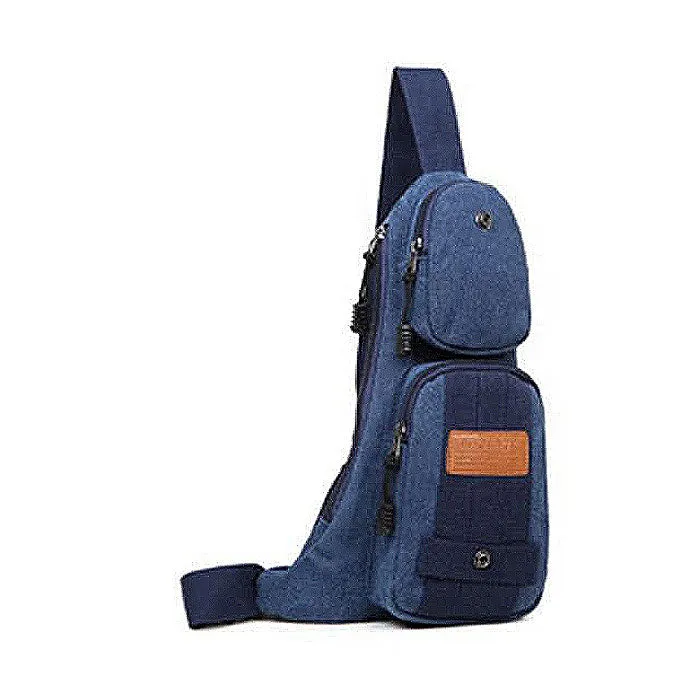 Canvas Shoulder Bag with Multiple Compartments