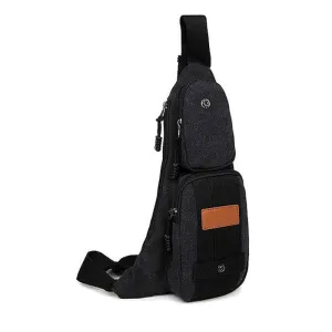 Canvas Shoulder Bag with Multiple Compartments