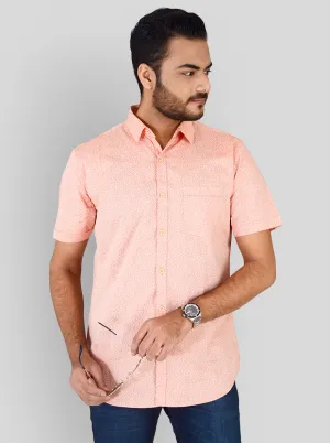Carrot Orange Printed Slim Fit Casual Shirt | JadeBlue