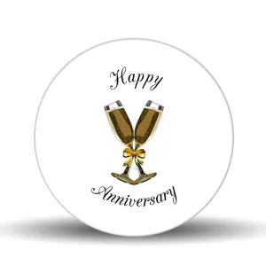 Champagne Anniversary <br>Glass Table Spinner 17.75"
