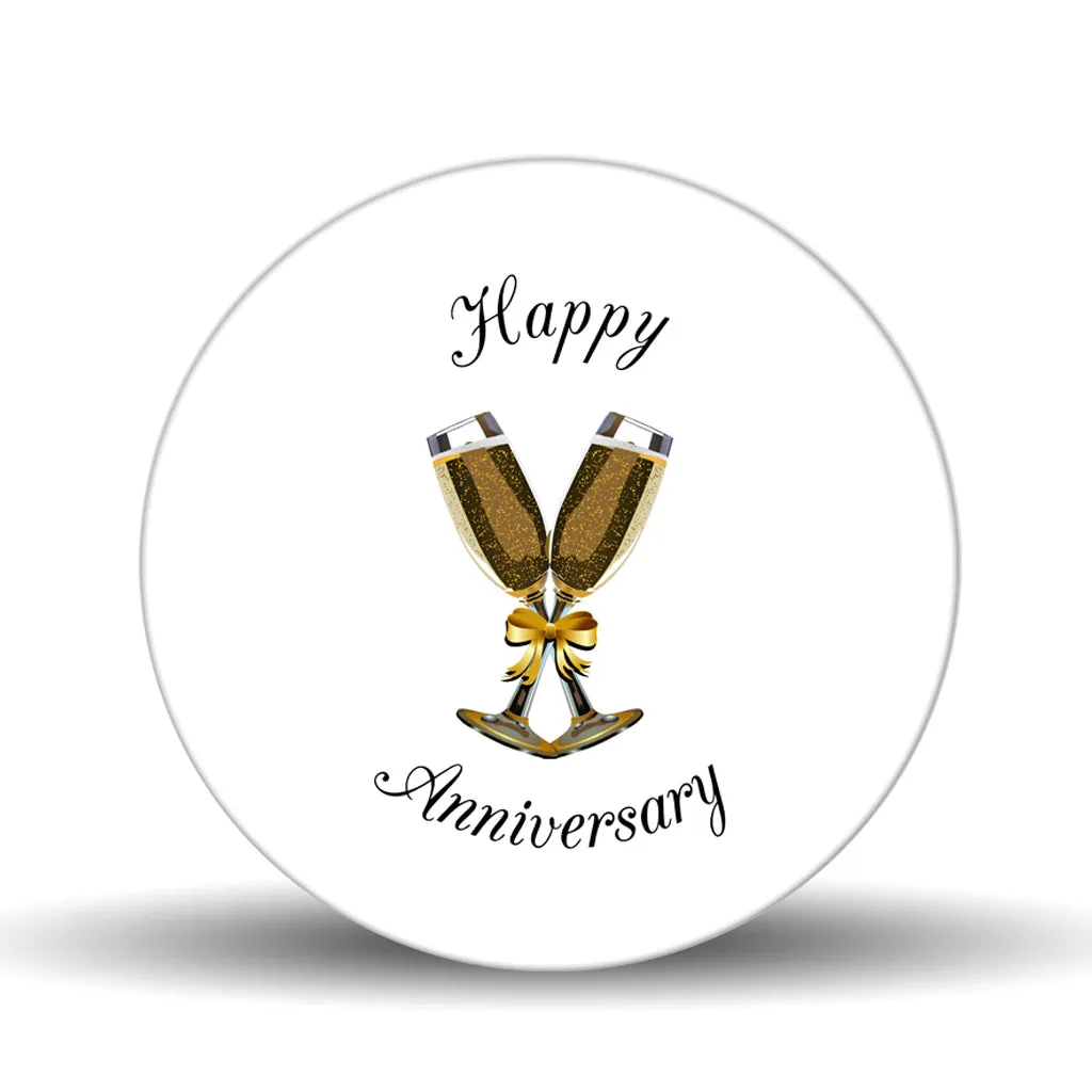 Champagne Anniversary <br>Glass Table Spinner 17.75"