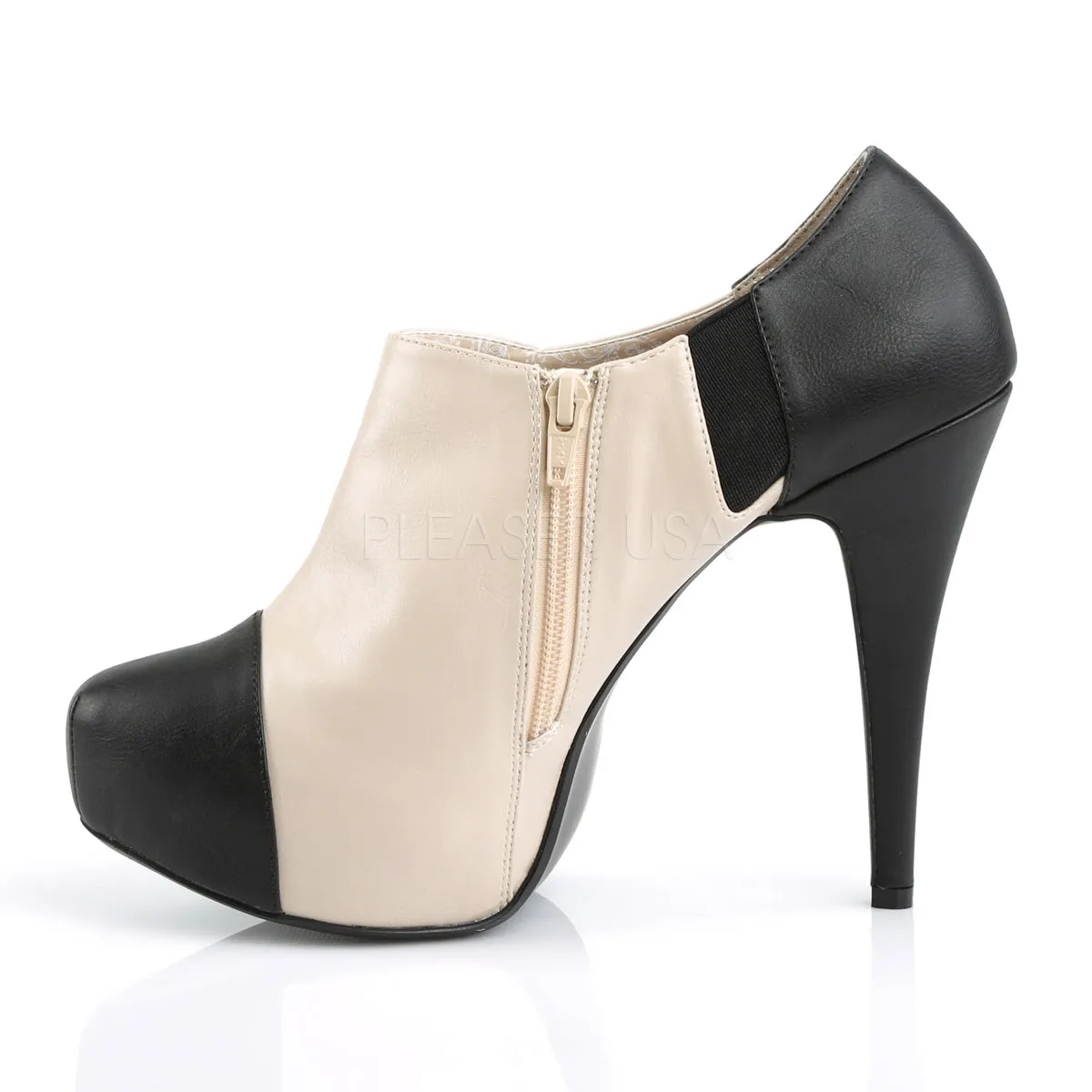 CHLOE-11  Black-Cream Faux Leather