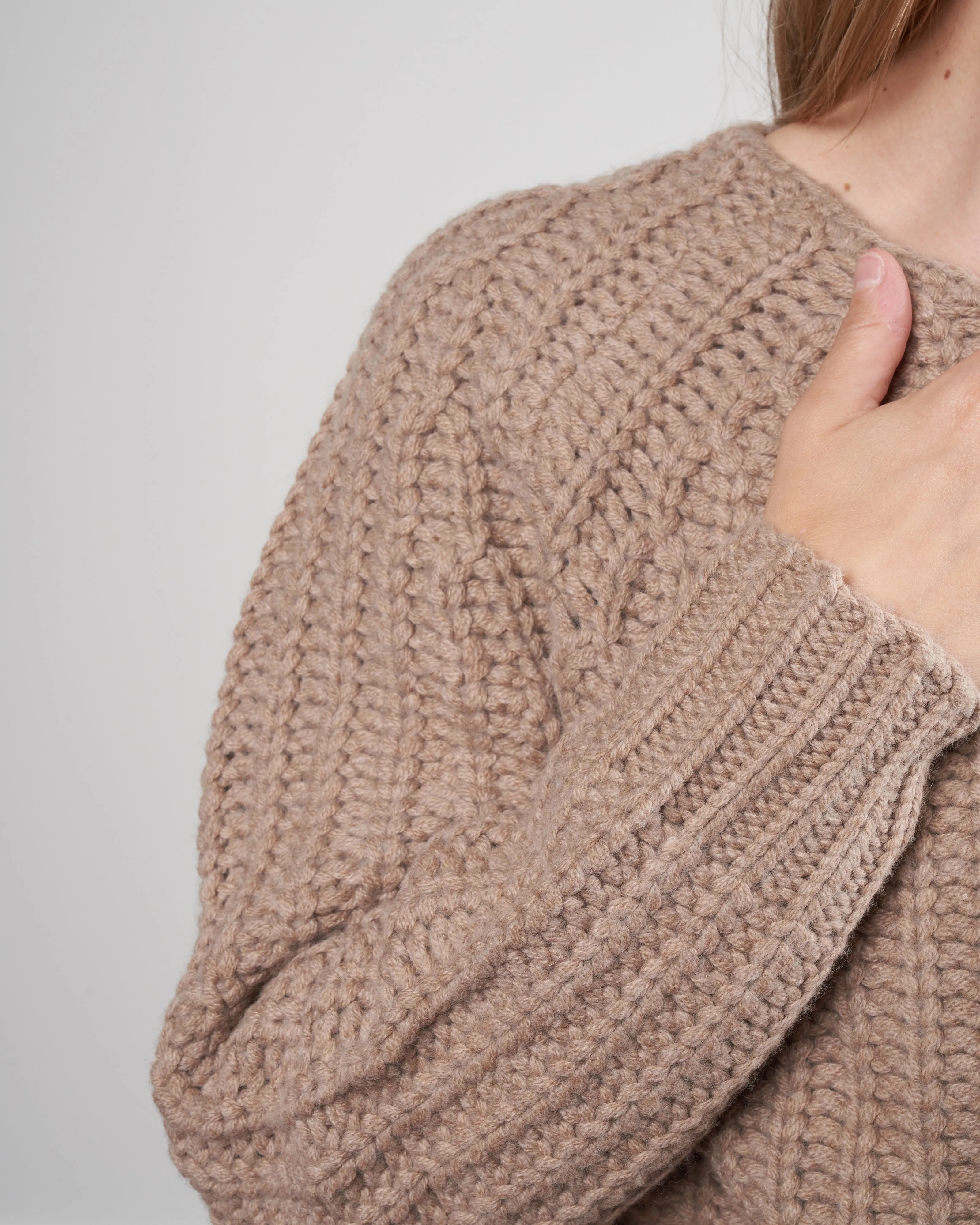chunky cropped sweater - tan