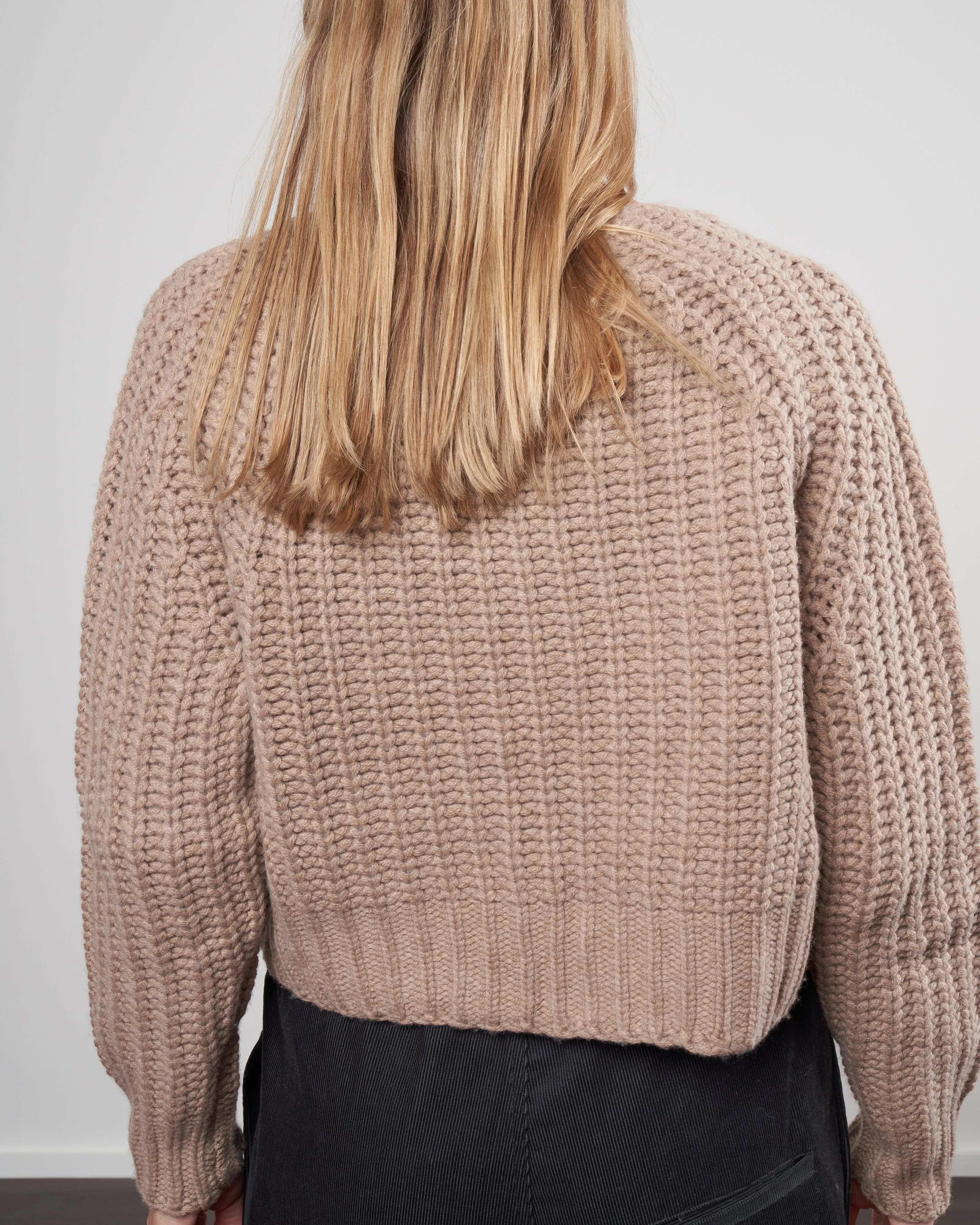 chunky cropped sweater - tan