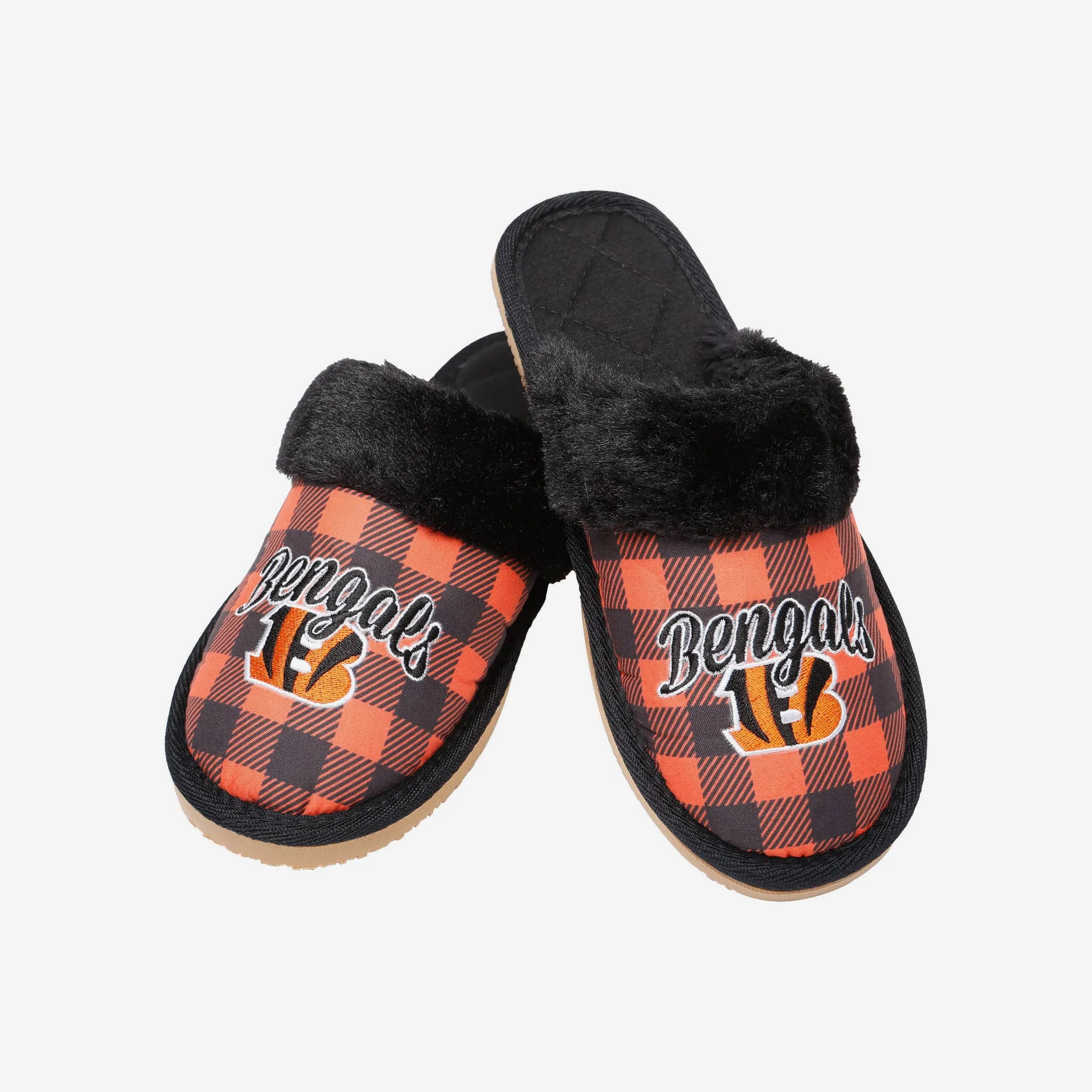 Cincinnati Bengals Womens Plaid Sherpa Mule Slipper