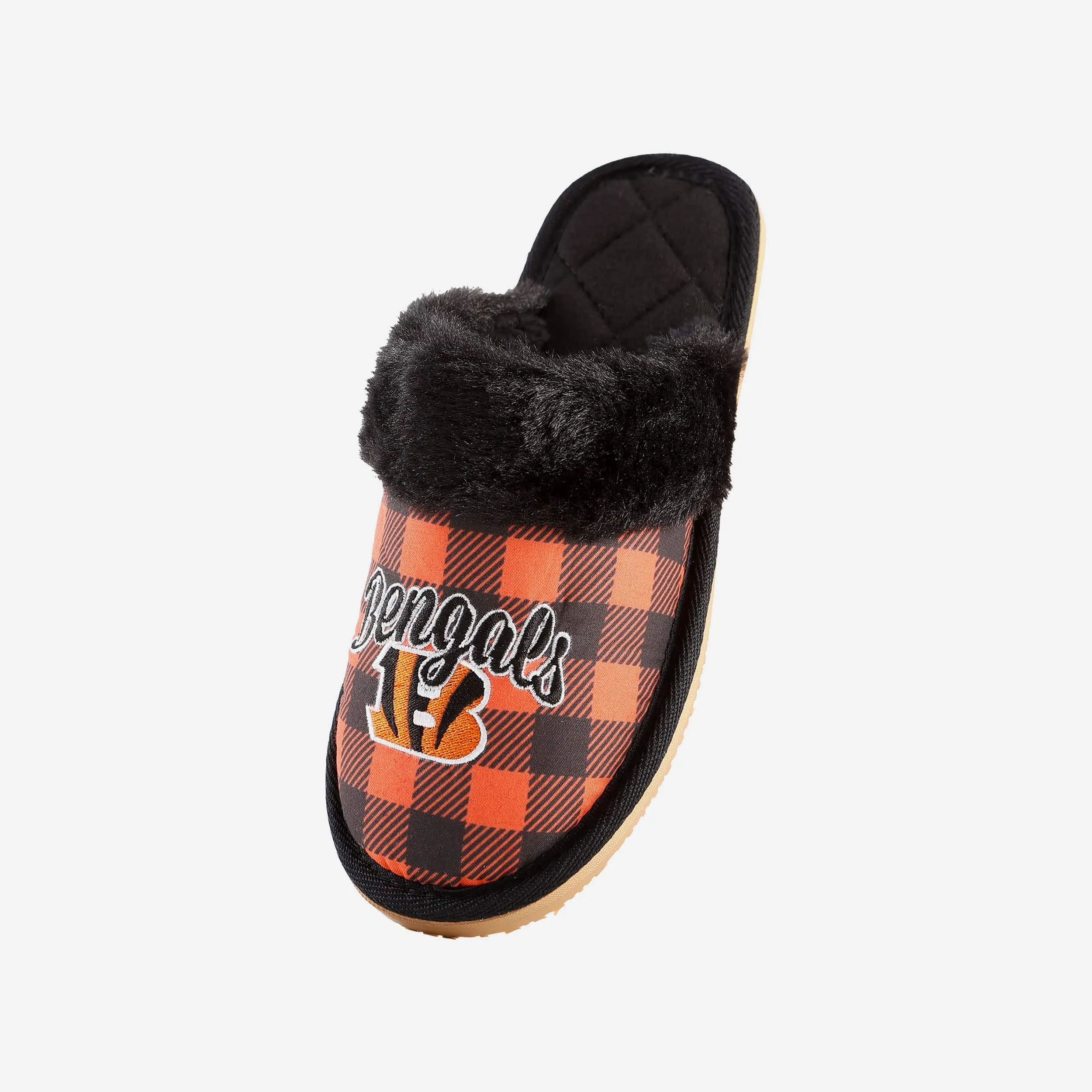 Cincinnati Bengals Womens Plaid Sherpa Mule Slipper