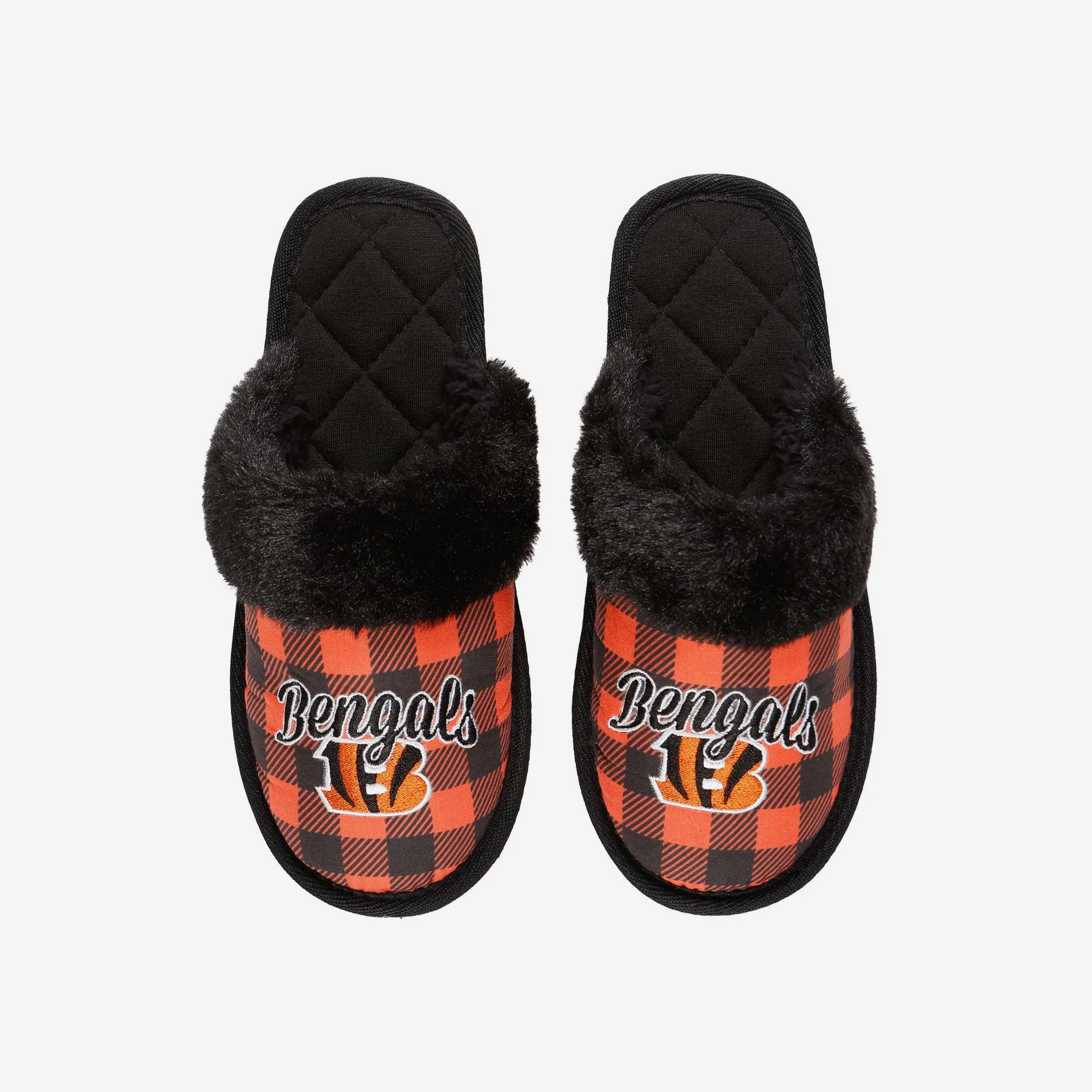 Cincinnati Bengals Womens Plaid Sherpa Mule Slipper