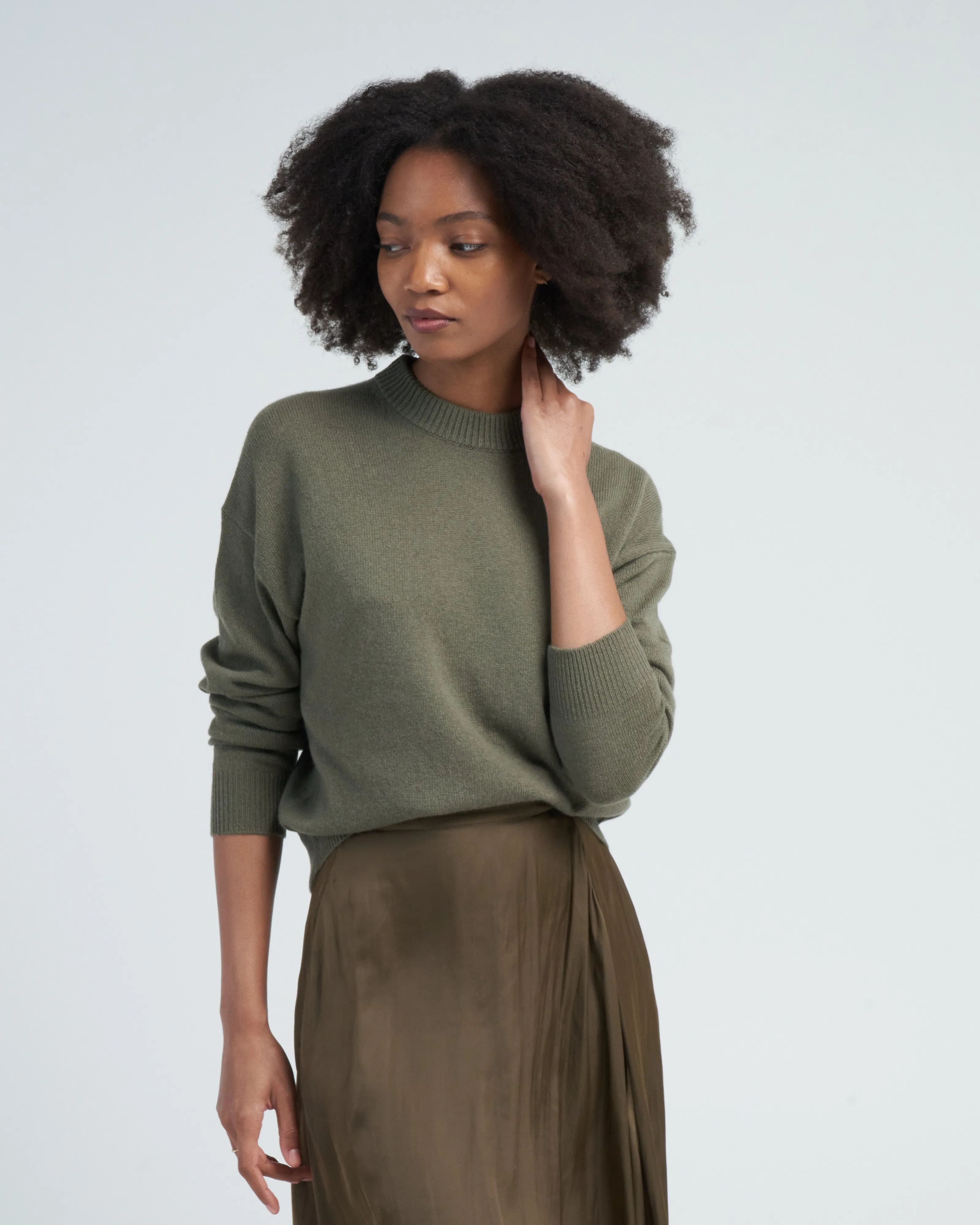 crewneck sweater - moss green