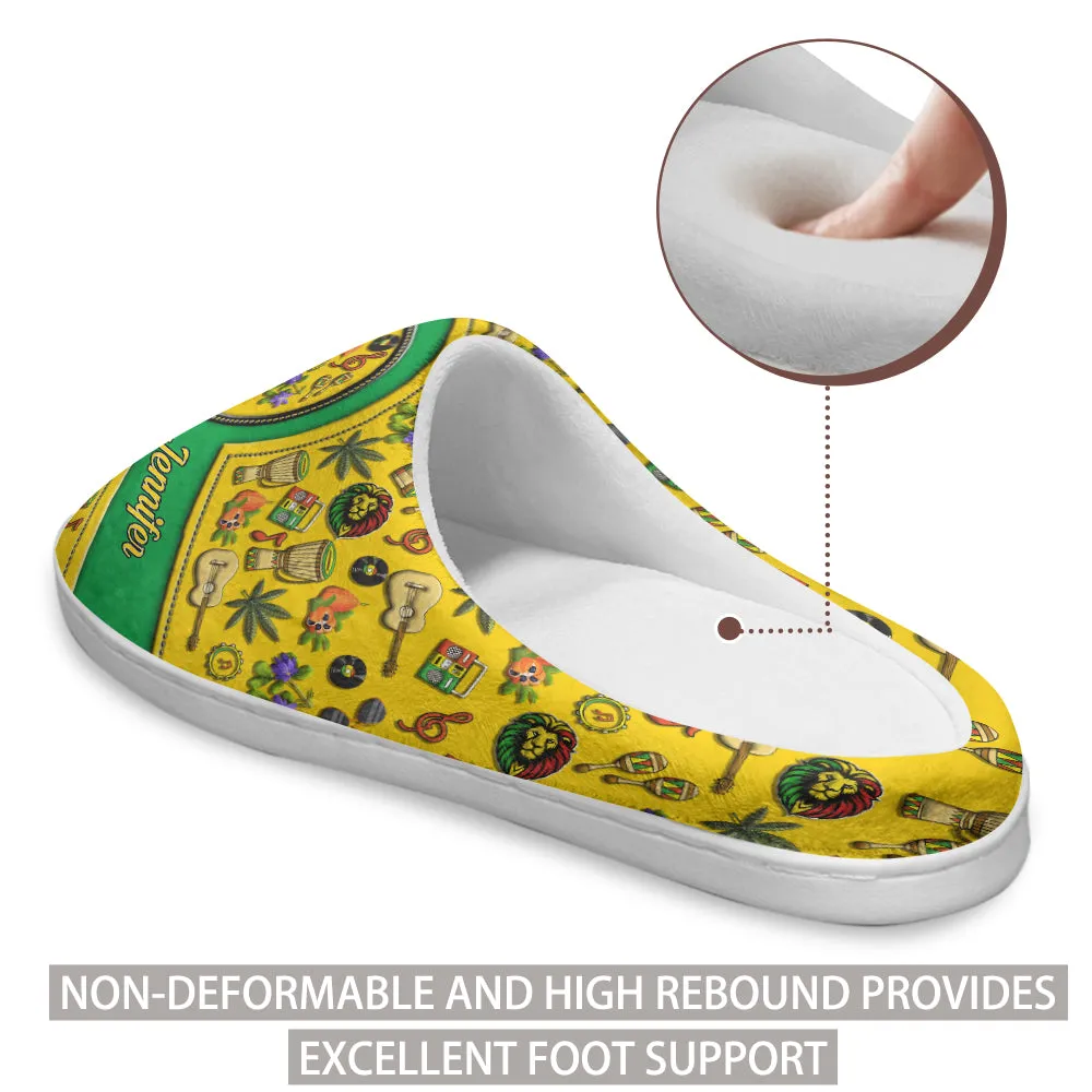 Custom Jamaica Symbols Heart Slippers With Your Name